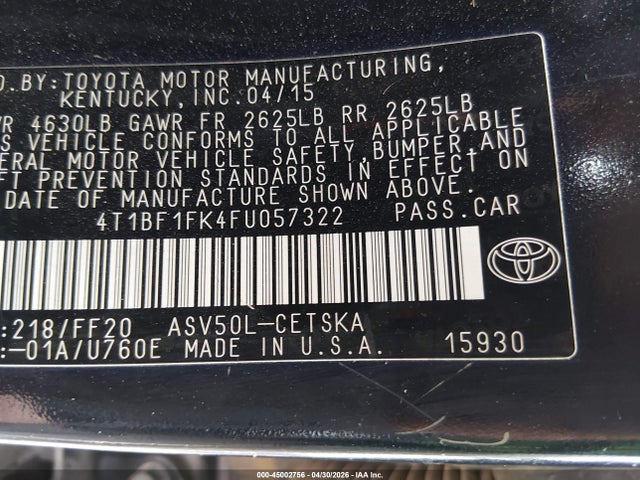 4T1BF1FK4FU057322 Toyota CAMRY SE