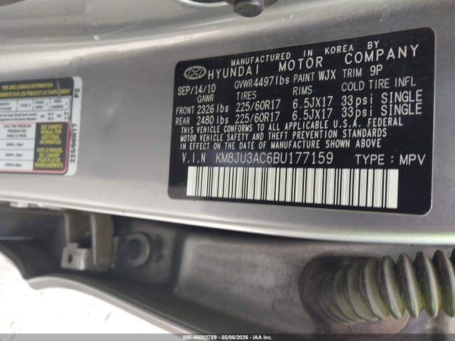2011 Hyundai Tucson Gls მანქანა იყიდება აუქციონზე, vin: KM8JU3AC6BU177159, აუქციონის ნომერი: 45002789