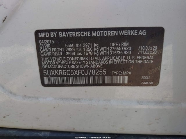 5UXKR6C5XF0J78255 BMW X5 Xdrive50i