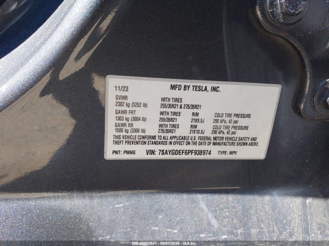 Продаж на аукціоні авто 2023 Tesla Model Y Performance Dual Motor All-wheel Drive, vin: 7SAYGDEF6PF938974, номер лоту: 45002841