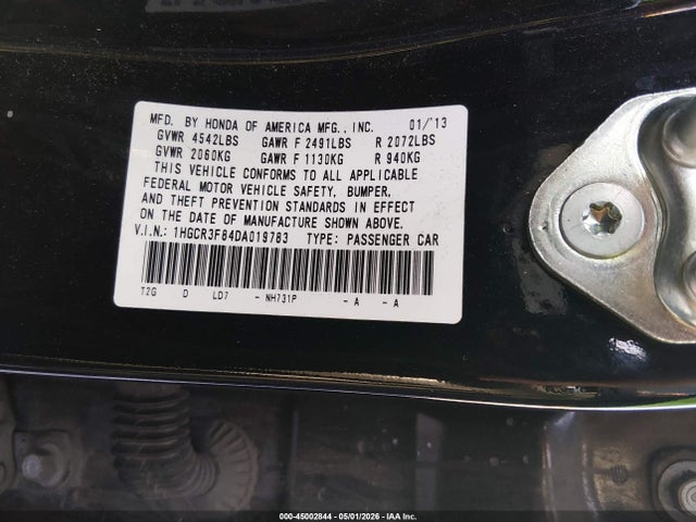 2013 Honda Accord Ex-l V-6 მანქანა იყიდება აუქციონზე, vin: 1HGCR3F84DA019783, აუქციონის ნომერი: 45002844