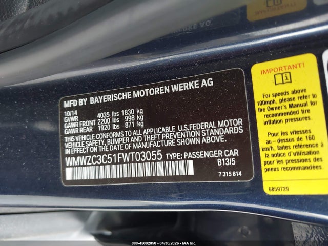 Aukcja sprzedaży 2015 Mini Countryman Cooper S, vin: WMWZC3C51FWT03055, numer aukcji: 45002858