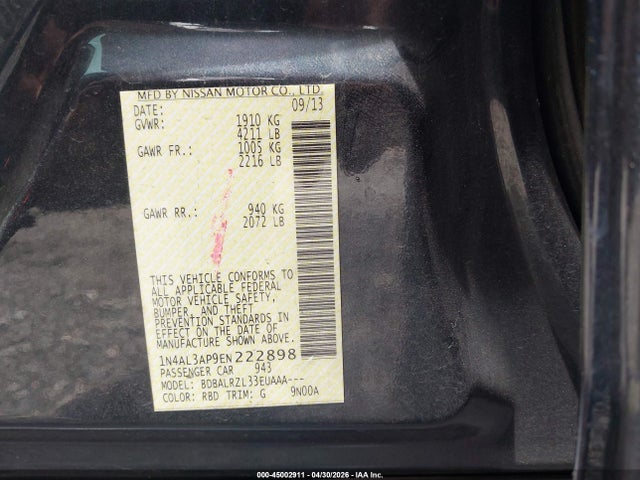 1N4AL3AP9EN222898 Nissan Altima 2.5 S