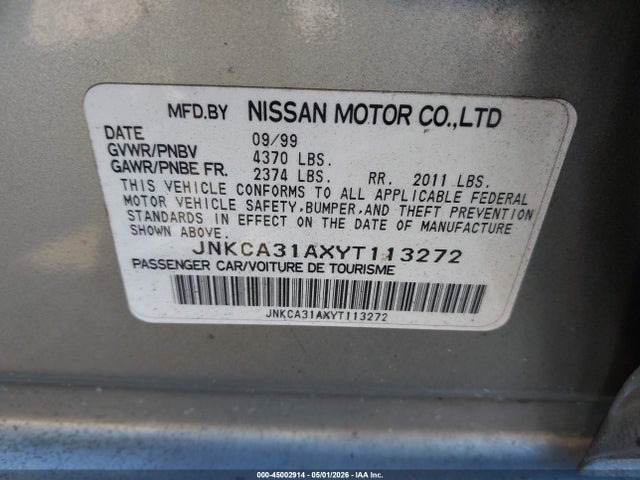 Продажа на аукционе авто 2000 Infiniti I30 Luxury/touring, vin: JNKCA31AXYT113272, номер лота: 45002914
