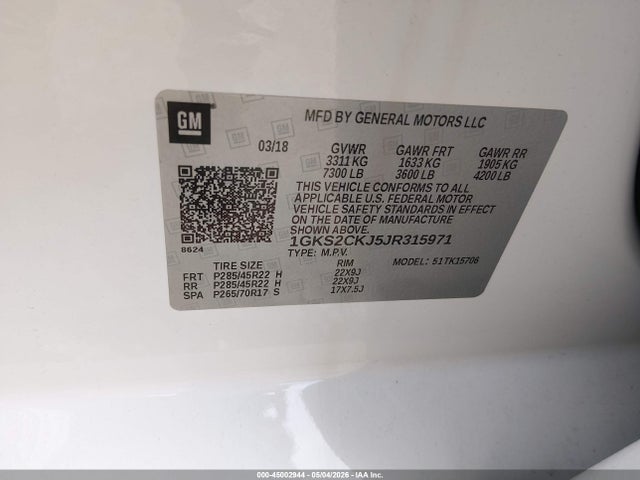 1GKS2CKJ5JR315971 GMC YUKON DENALI