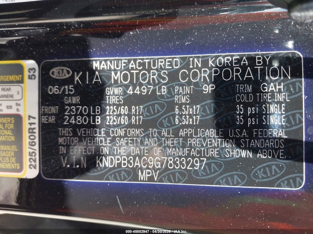 Продаж на аукціоні авто 2016 Kia Sportage Lx, vin: KNDPB3AC9G7833297, номер лоту: 45002947