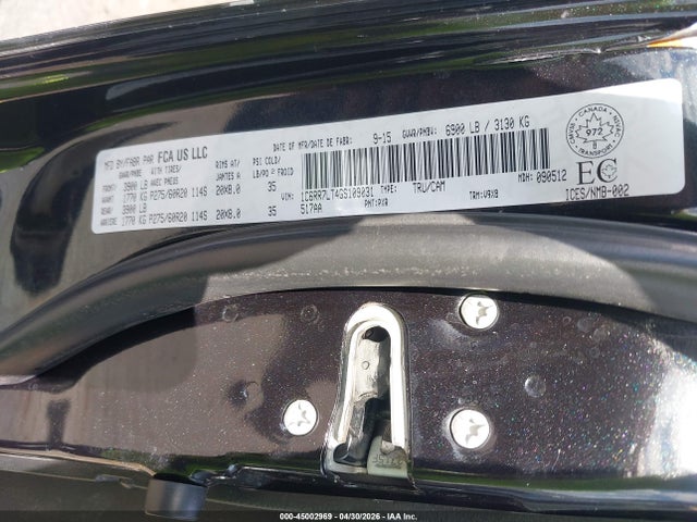 45002969 :رقم المزاد ، 1C6RR7LT4GS109031 vin ، 2016 Ram 1500 Slt مزاد بيع