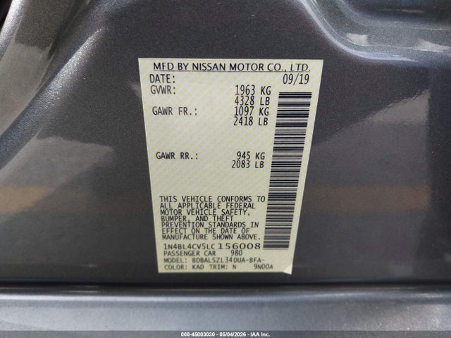 1N4BL4CV5LC156008 Nissan Altima Sr Fwd