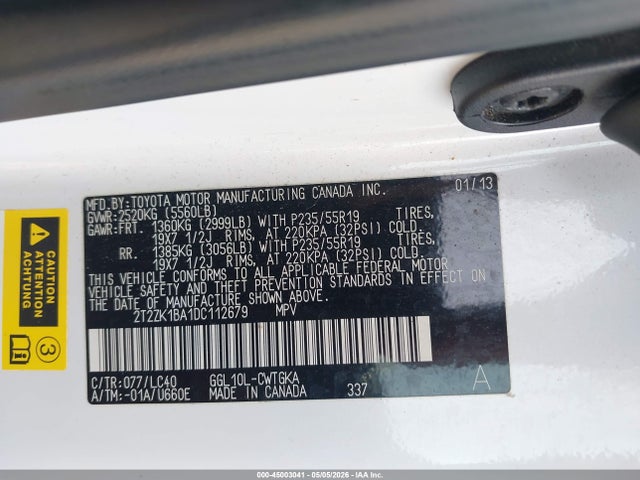 Продаж на аукціоні авто 2013 Lexus Rx 350, vin: 2T2ZK1BA1DC112679, номер лоту: 45003041
