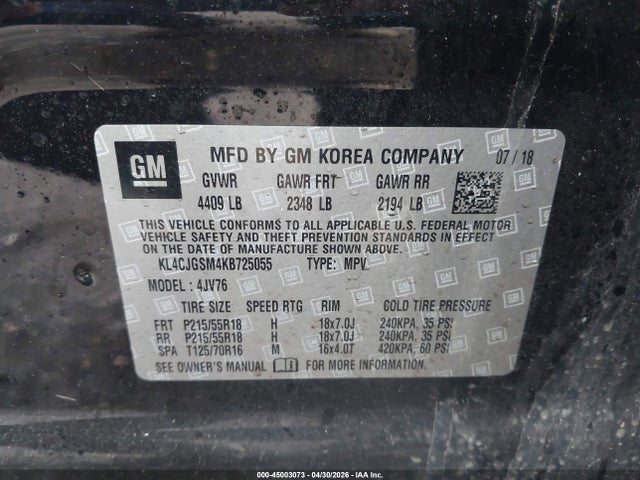 Aukcja sprzedaży 2019 Buick Encore Awd Essence, vin: KL4CJGSM4KB725055, numer aukcji: 45003073