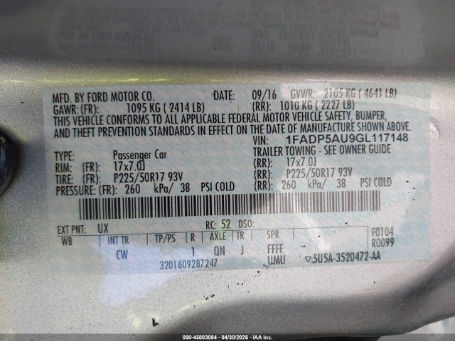 Продаж на аукціоні авто 2016 Ford C-max Hybrid Se, vin: 1FADP5AU9GL117148, номер лоту: 45003094