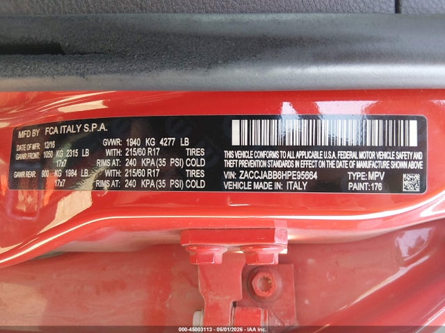 ZACCJABB6HPE95664 Jeep Renegade Latitude Fwd