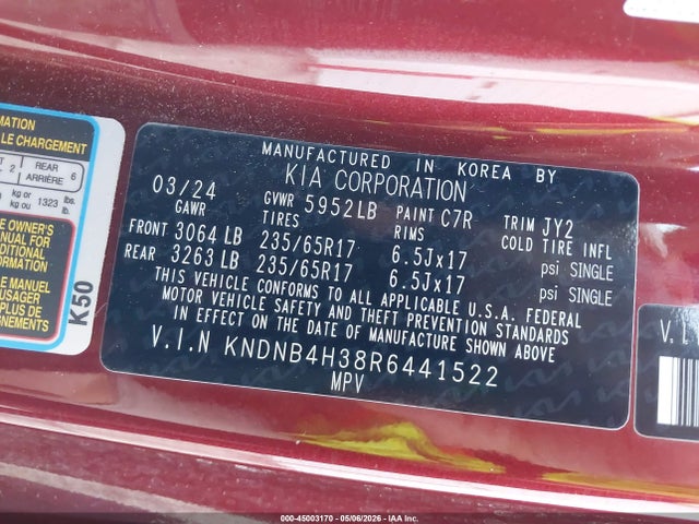 Продажа на аукционе авто 2024 Kia Carnival Mpv Lx Seat Package, vin: KNDNB4H38R6441522, номер лота: 45003170