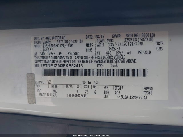 Продажа на аукционе авто 2015 Ford Transit-150, vin: 1FTNE1ZM3FKB32413, номер лота: 45003197
