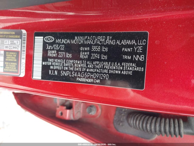 Продаж на аукціоні авто 2023 Hyundai Elantra Sel, vin: 5NPLS4AG5PH091290, номер лоту: 45003218