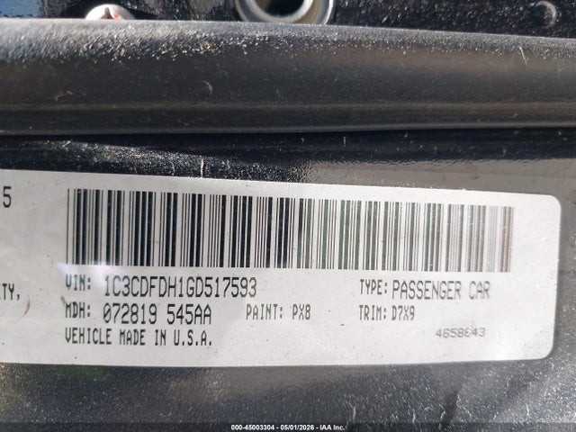 Dodge Dart Aero 2016 1C3CDFDH1GD517593 Image 9