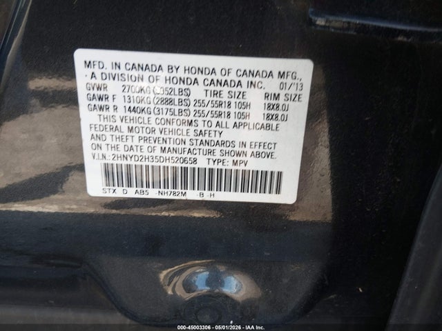 Продажа на аукционе авто 2013 Acura Mdx Technology Package, vin: 2HNYD2H35DH520658, номер лота: 45003306