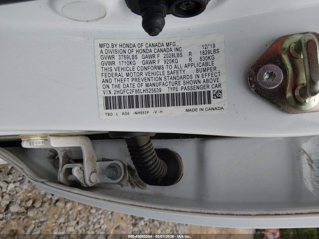 Aukcja sprzedaży 2020 Honda Civic Sport, vin: 2HGFC2F86LH525639, numer aukcji: 45003354