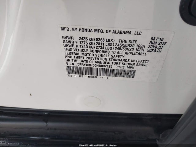2017 Acura Mdx Technology Package მანქანა იყიდება აუქციონზე, vin: 5FRYD3H50HB002125, აუქციონის ნომერი: 45003379
