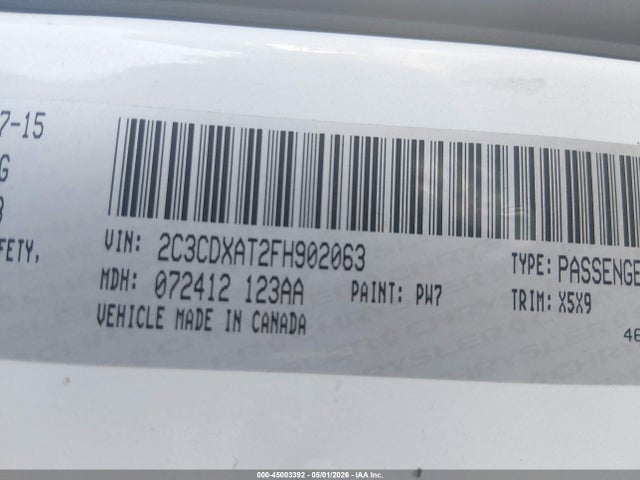 Aukcja sprzedaży 2015 Dodge Charger Police, vin: 2C3CDXAT2FH902063, numer aukcji: 45003392