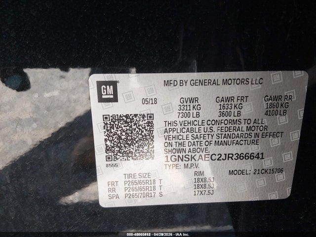 Chevrolet Tahoe Ls 2018 1GNSKAEC2JR366641 Image 9
