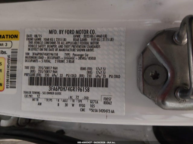 3FA6P0H74GR196158 Ford FUSION SE