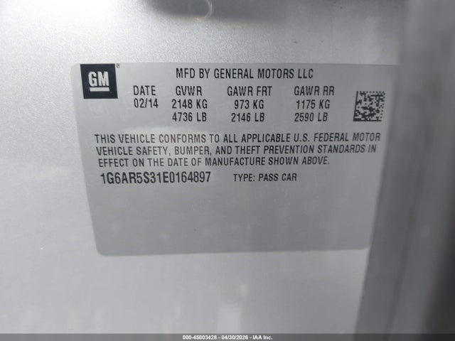 Продажа на аукционе авто 2014 Cadillac Cts Luxury, vin: 1G6AR5S31E0164897, номер лота: 45003428