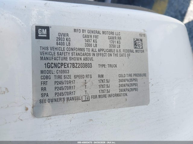Продажа на аукционе авто 2011 Chevrolet Silverado 1500 Work Truck, vin: 1GCNCPEX7BZ203803, номер лота: 45003475