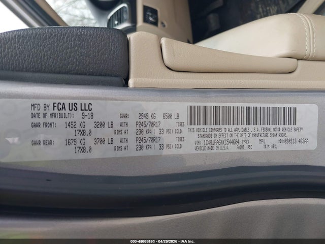 Aukcja sprzedaży 2019 Jeep Grand Cherokee Laredo E 4x4, vin: 1C4RJFAG4KC544604, numer aukcji: 45003491