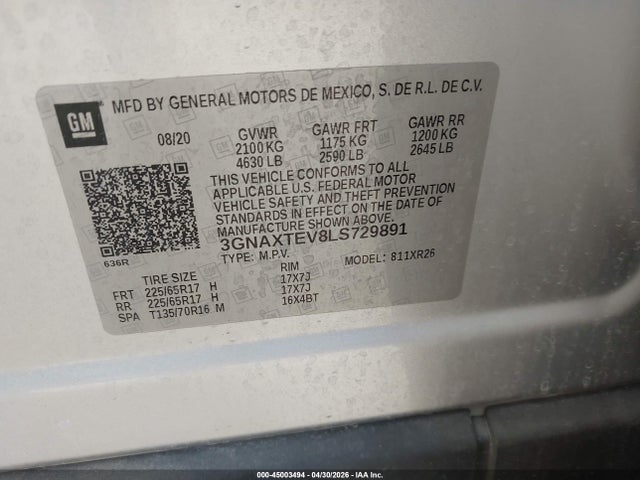 Chevrolet Equinox Awd 2fl 2020 3GNAXTEV8LS729891 Image 9