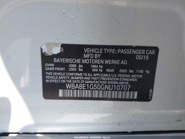 BMW 320i 2016 WBA8E1G50GNU10707 Image 9