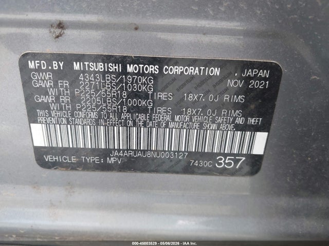 Продажа на аукционе авто 2022 Mitsubishi Outlander Sport 2.0 Le Awc, vin: JA4ARUAU8NU003127, номер лота: 45003529