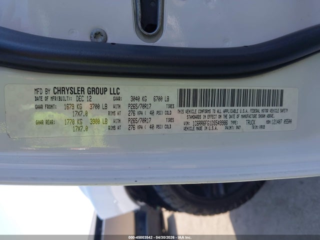 Продаж на аукціоні авто 2013 Ram 1500 Tradesman, vin: 1C6RR6FG1DS549986, номер лоту: 45003542