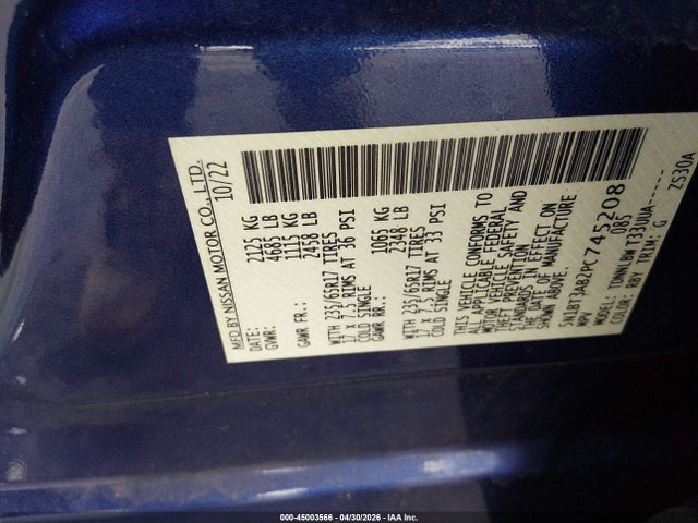 Продажа на аукционе авто 2023 Nissan Rogue S Intelligent Awd, vin: 5N1BT3AB2PC745208, номер лота: 45003566