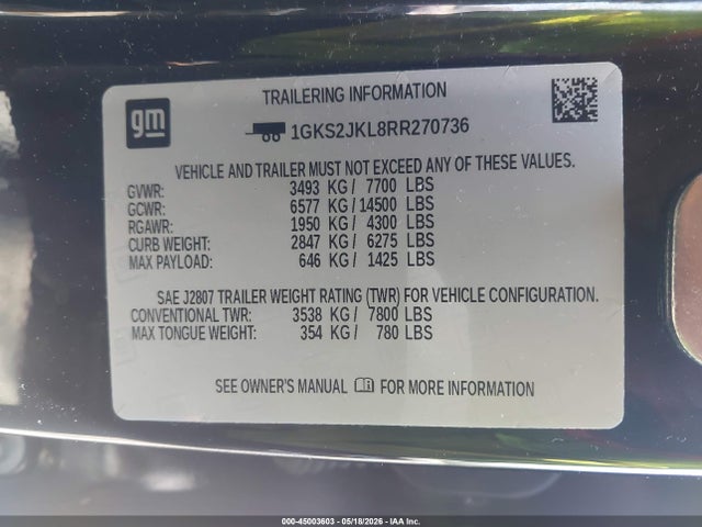 1GKS2JKL8RR270736 GMC Yukon Xl 4wd Denali