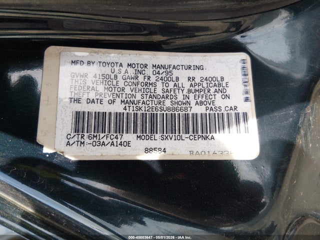 Aukcja sprzedaży 1995 Toyota Camry Le, vin: 4T1SK12E6SU886687, numer aukcji: 45003647