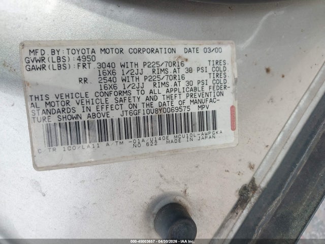 Продажа на аукционе авто 2000 Lexus Rx 300, vin: JT6GF10U8Y0069575, номер лота: 45003657