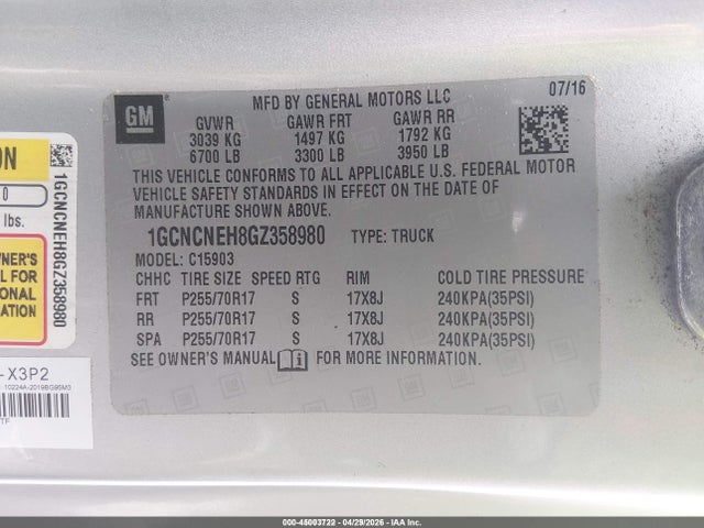 1GCNCNEH8GZ358980 Chevrolet Silverado 1500 Wt