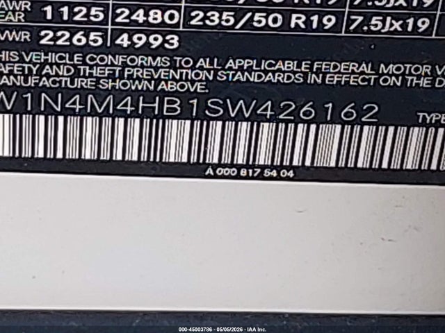 45003786 :رقم المزاد ، W1N4M4HB1SW426162 vin ، 2025 Mercedes-benz Glb 250 4matic مزاد بيع