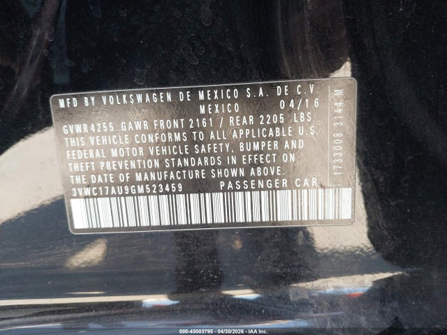 3VWC17AU9GM523459 Volkswagen Golf Sportwagen Tsi Limited Edition