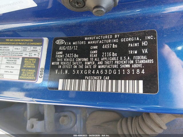 Продаж на аукціоні авто 2013 Kia Optima Sx, vin: 5XXGR4A63DG113184, номер лоту: 45003823