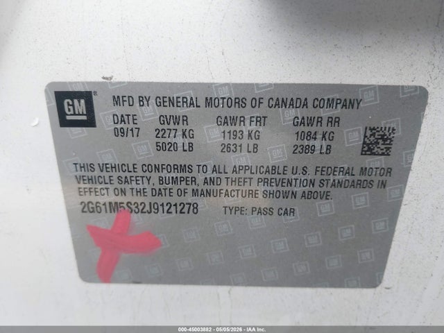 45003882 :رقم المزاد ، 2G61M5S32J9121278 vin ، 2018 Cadillac Xts Luxury مزاد بيع