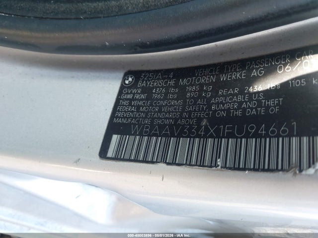 Продажа на аукционе авто 2001 Bmw 325i, vin: WBAAV334X1FU94661, номер лота: 45003896