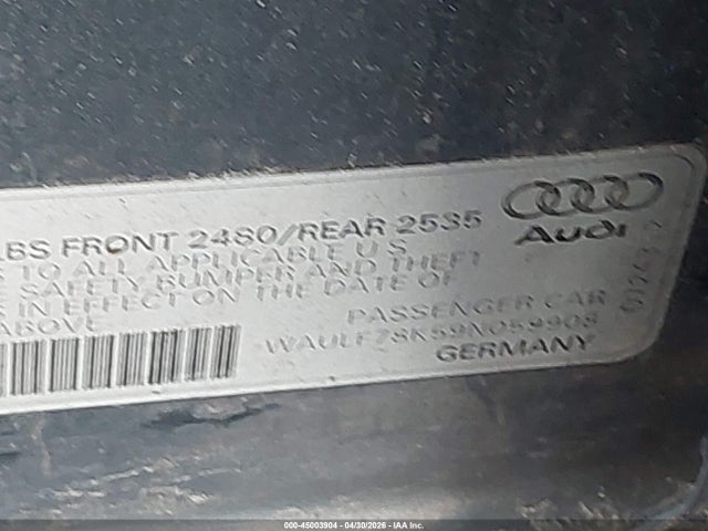 Aukcja sprzedaży 2009 Audi A4 2.0t Premium, vin: WAULF78K59N059908, numer aukcji: 45003904
