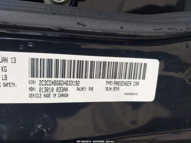 2013 Dodge Charger Se მანქანა იყიდება აუქციონზე, vin: 2C3CDXBG6DH633192, აუქციონის ნომერი: 45003913