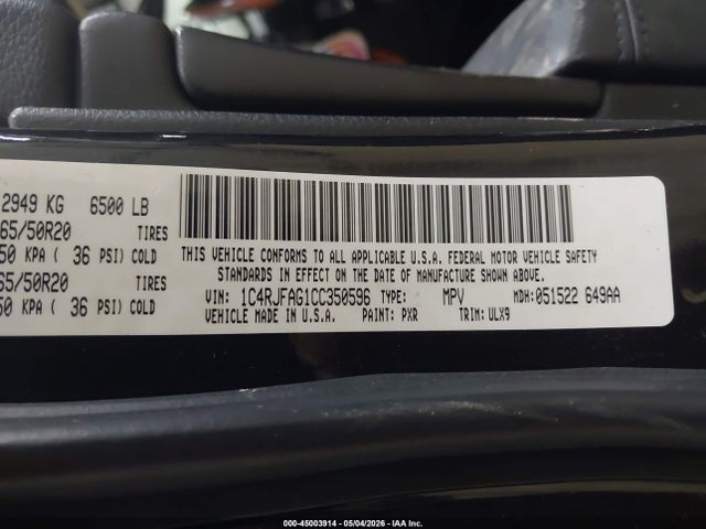 Aukcja sprzedaży 2012 Jeep Grand Cherokee Laredo, vin: 1C4RJFAG1CC350596, numer aukcji: 45003914