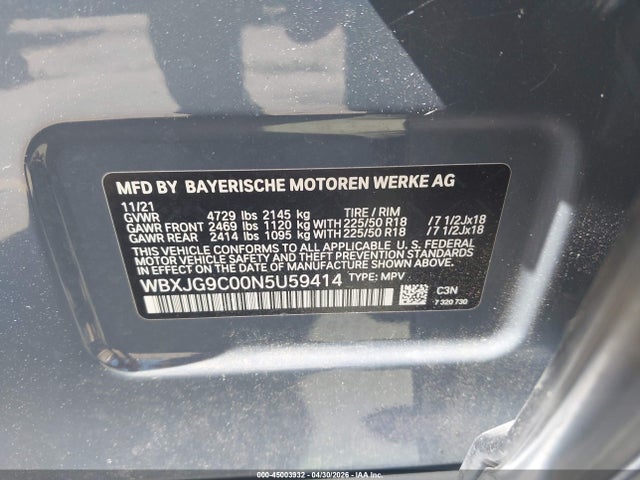 WBXJG9C00N5U59414 BMW X1 Xdrive28i