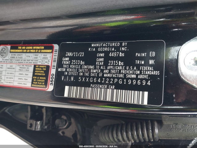 45003950 :رقم المزاد ، 5XXG64J22PG199694 vin ، 2023 Kia K5 Gt-line مزاد بيع