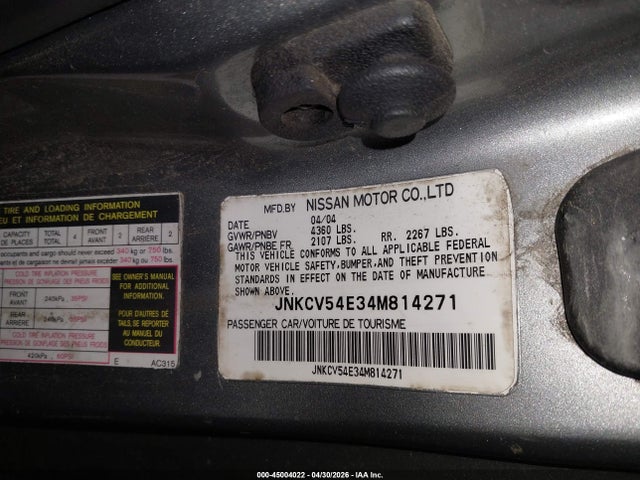 Aukcja sprzedaży 2004 Infiniti G35, vin: JNKCV54E34M814271, numer aukcji: 45004022