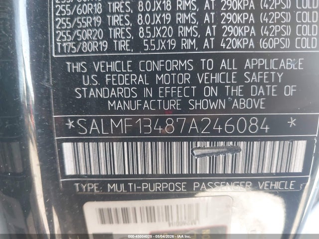 Aukcja sprzedaży 2007 Land Rover Range Rover Supercharged, vin: SALMF13487A246084, numer aukcji: 45004025